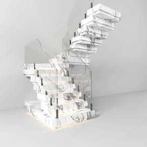 现代大理石玻璃扶手楼梯3D模型下载